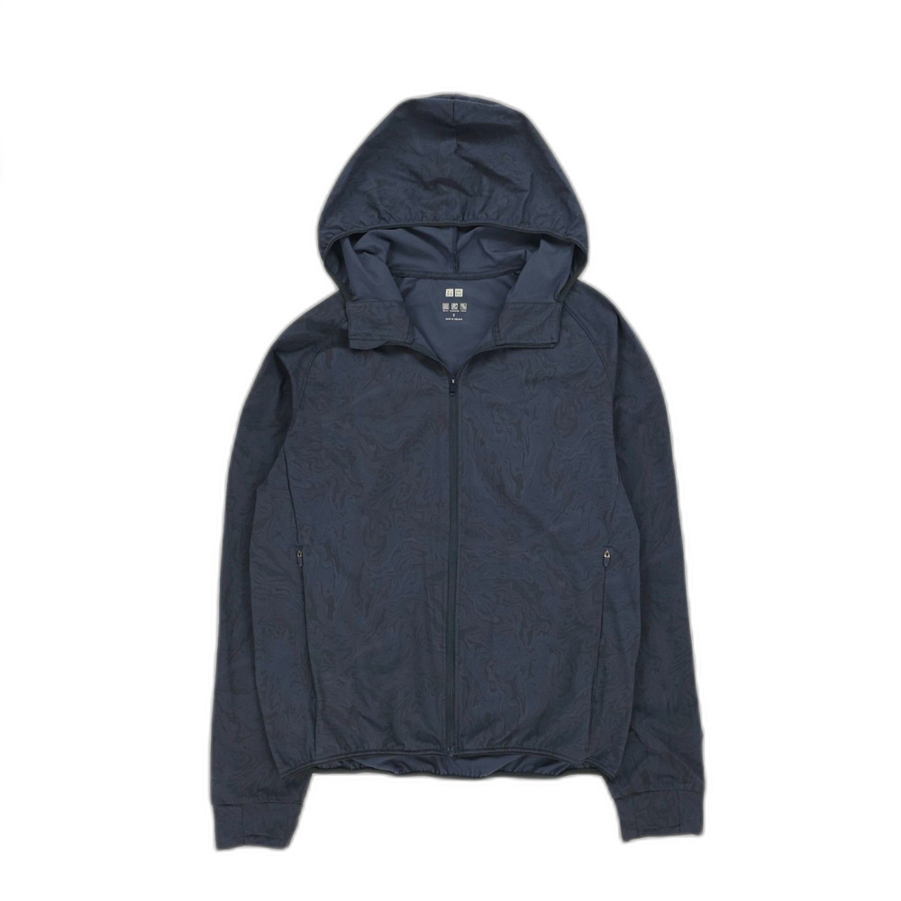 NEW Uniqlo Ultra Stretch DRY-EX Full-Zip Hoodie Gorpcore Jacket Minimal Marble